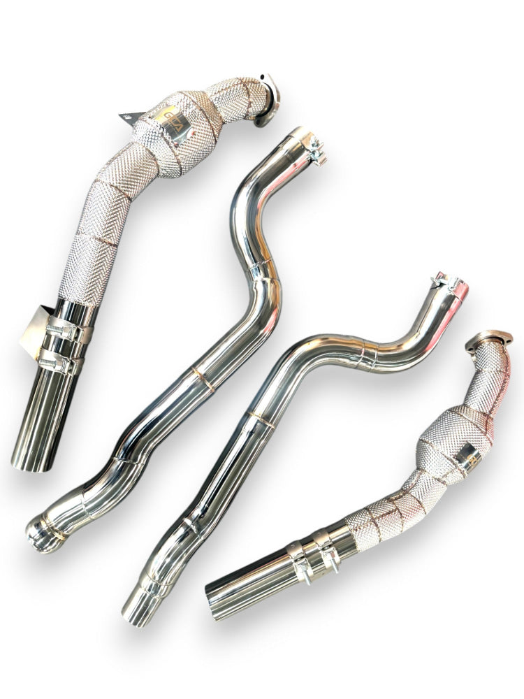 2009-2011 Mercedes E500/E550 Downpipes | W212 Yes Heat Shield / 200 Cell Euro 6 Sport High Flow Cat Downpipes